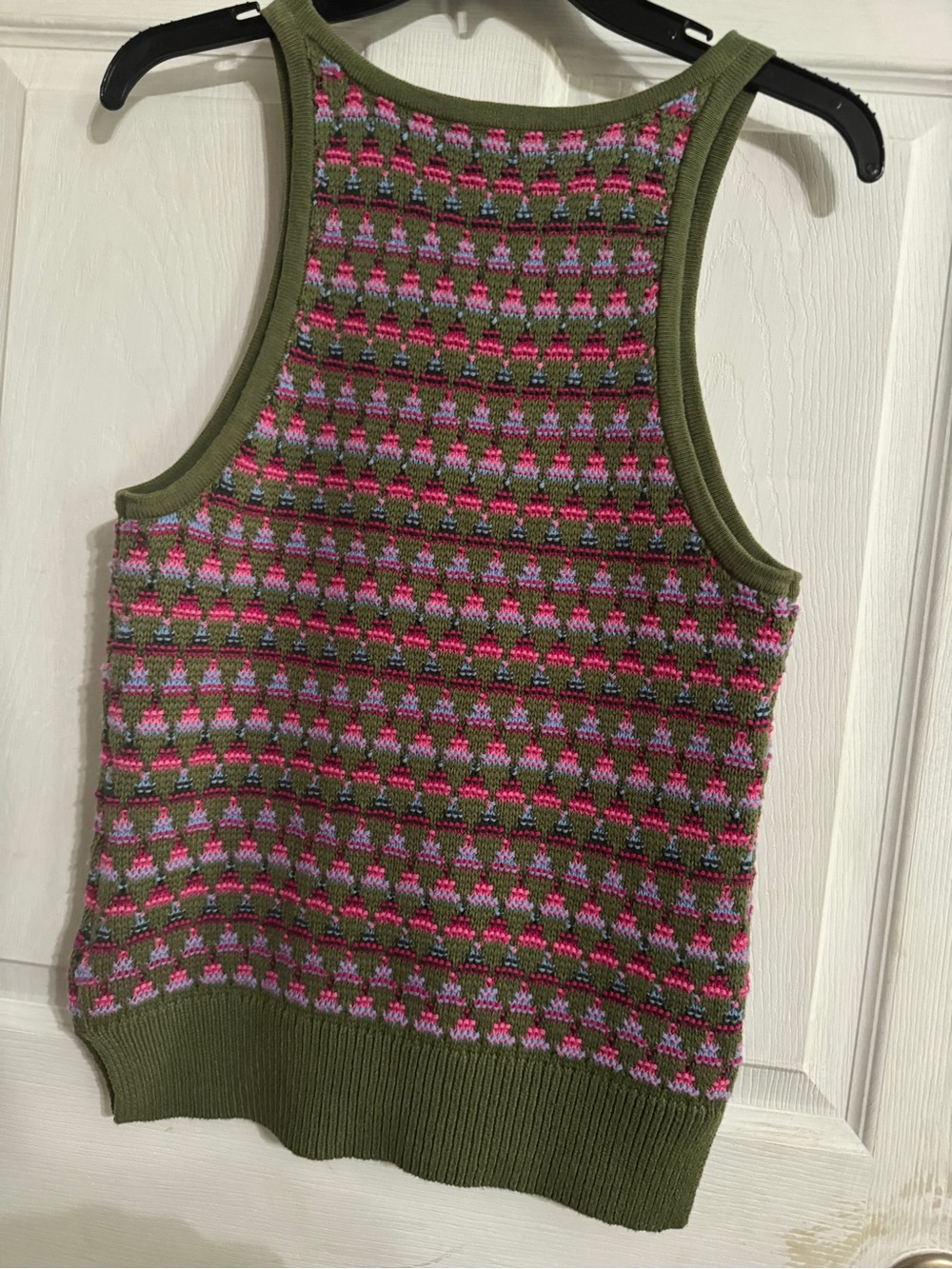 Sundance Catalog Green Pink Kitts Sweater Tank Geometric Jacquard Size XS - Picture 4 of 4